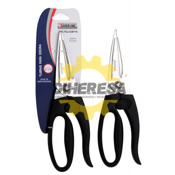 TIJERAS 9 – ¼ PARA COCINA EN ACERO INOXIDABLE CON CUBIERTA PLATEADA MANGO EN PP SILVERLINE | DIHERESA