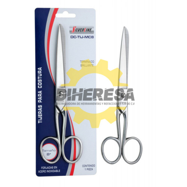 TIJERAS 8 PARA COSTURA FORJADAS EN ACERO INOXIDABLE TERMINADO BRILLANTE SILVERLINE | DIHERESA