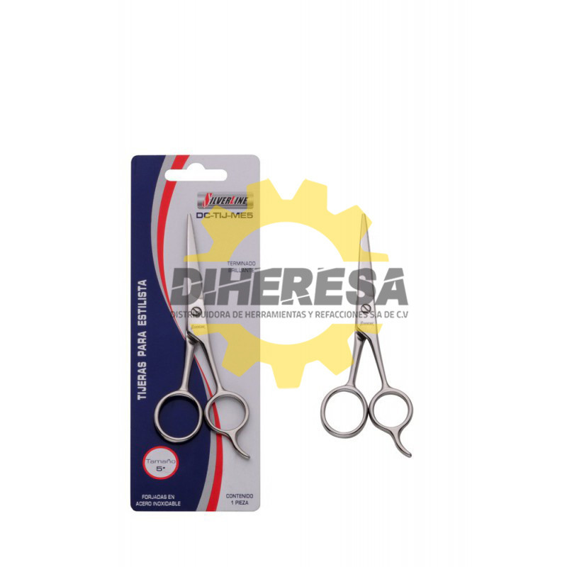 TIJERAS 5 PARA ESTILISTA FORJADAS EN ACERO INOXIDABLE TERMINADO BRILLANTE SILVERLINE | DIHERESA