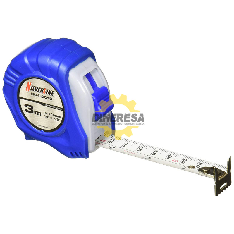 DC-FI3016 FLEXOMETRO DE 3m x 16mm INDUSTRIAL CLIP Y GANCHO CROMADO Y TEMPLADO IMPRESI�N A DOBLE CARA SILVERLINE | DIHERESA DC-FI3016 FLEXOMETRO DE 3m x 16mm INDUSTRIAL CLIP Y GANCHO CROMADO Y TEMPLADO IMPRESI�N A DOBLE CARA SILVERLINE | DIHERESA