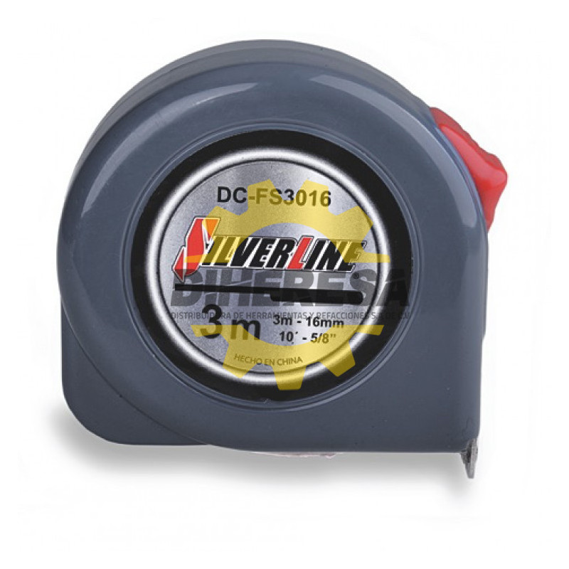 DC-FS3016 FLEXOMETRO DE 3m x 16mm TRADICIONAL CLIP Y GANCHO CROMADO Y TEMPLADO SILVERLINE | DIHERESA DC-FS3016 FLEXOMETRO DE 3m x 16mm TRADICIONAL CLIP Y GANCHO CROMADO Y TEMPLADO SILVERLINE | DIHERESA