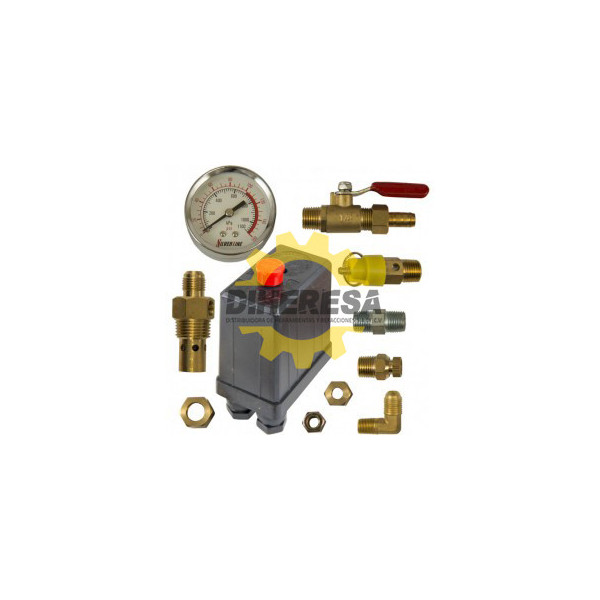 DC-AK1-38 KIT P/CONTROL DE AIRE C/AUTOMATICO TIPO FURNAS Y C/CHECK EN ANGULO DE 3/8 SILVERLINE | DIHERESA