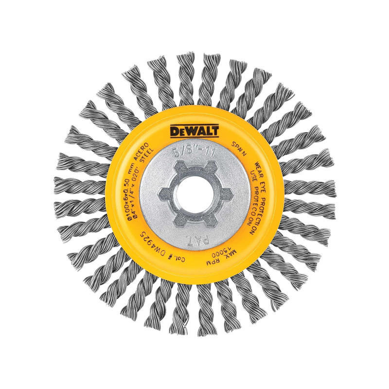 DW4925B CARDA ALAMBRE TRENZADO 4"X5/8" -11 HP ACERO INOX. DW4925B CARDA ALAMBRE TRENZADO 4"X5/8" -11 HP ACERO INOX.