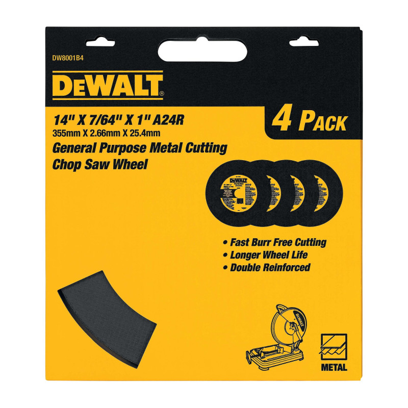 DW8001B4 KIT 4 DISCOS ABRASIVOS DE CORTE 14"X7/64"X7/64"X1" DW8001B4 KIT 4 DISCOS ABRASIVOS DE CORTE 14"X7/64"X7/64"X1"