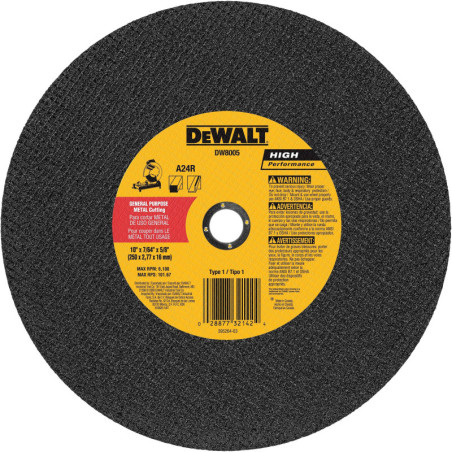 DW8005 DISCO ABRASIVO DE CORTE 10"X7/64"X5/8" PROPÓSITO GENERAL