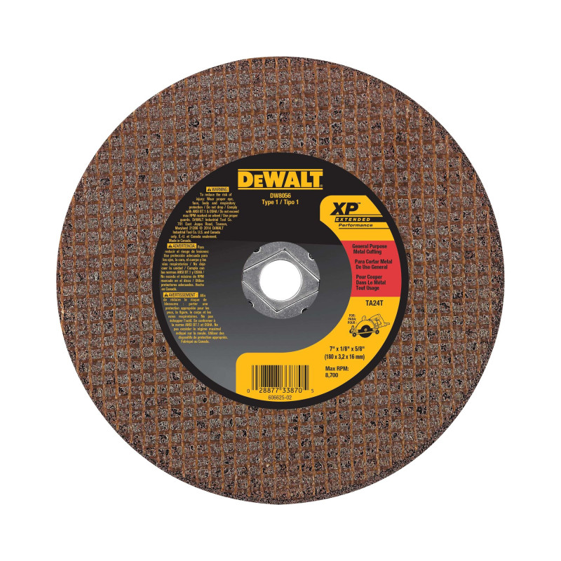 DW8056 DISCO ABRASIVO DE CORTE XP TIPO1 7"X1/8"X5/8" PARA METAL DW8056 DISCO ABRASIVO DE CORTE XP TIPO1 7"X1/8"X5/8" PARA METAL