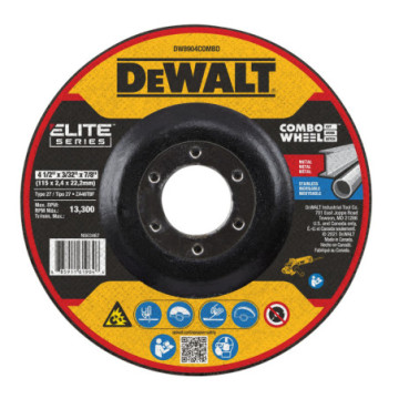 DW8904COMBO DISCO ABRASIVO COMBINADO ELITE 4-1/2"X3/32"X7/8" METAL