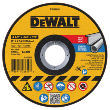 DWA8051 DISCO ABRASIVO CORTE 4-1/2"X.045"X7/8" METAL