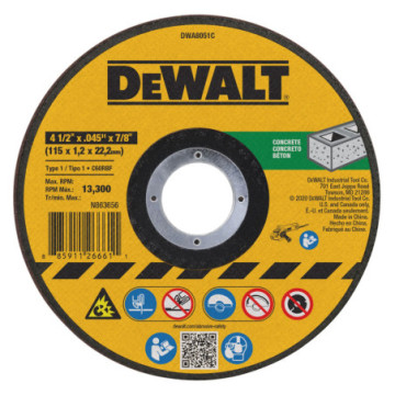 DWA8051C DISCO ABRASIVO CORTE 4-1/2"X.045"X7/8" CONCRETO