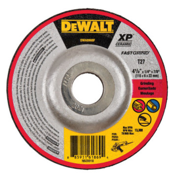 DWA8908F DISCO ABRASÍVO CORTE RÁPIDO 4-/1"X1/4"X7/8" CERÁMICA