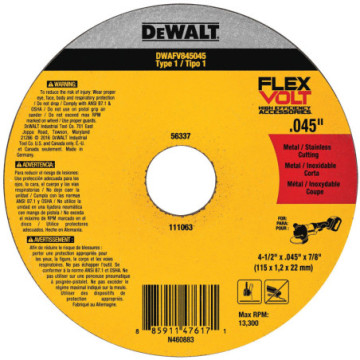 DWAFV845045 DISCO ABRASIVO CORTE FLEXVOLT 4-1/2"X.045"X7/8" METAL