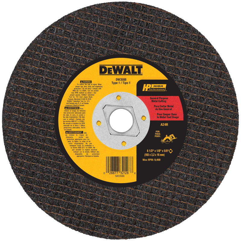 DW3508 DISCO ABRASIVO CORTE 6-1/2"X1/8"X5/8" METAL ACCIÓN DIAMANTE DW3508 DISCO ABRASIVO CORTE 6-1/2"X1/8"X5/8" METAL ACCIÓN DIAMANTE