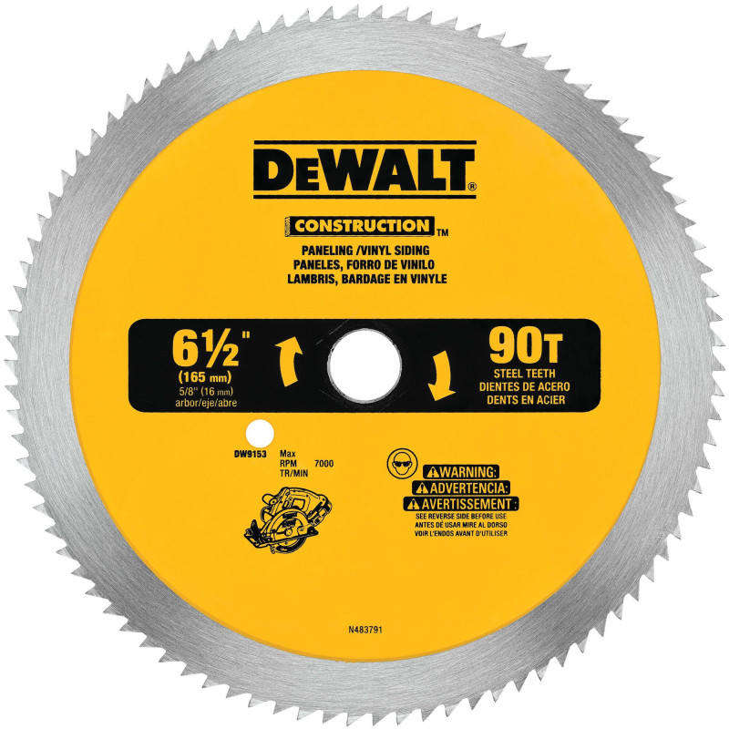 DW9153 DISCO DE SIERRA 6-1/2" 90T ACERO PARA VINILO, PANEL DW9153 DISCO DE SIERRA 6-1/2" 90T ACERO PARA VINILO, PANEL