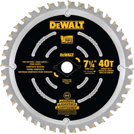 DWA31740 DISCO DE SIERRA 7-1/4" 40T PLATAFORMA COMPUESTA