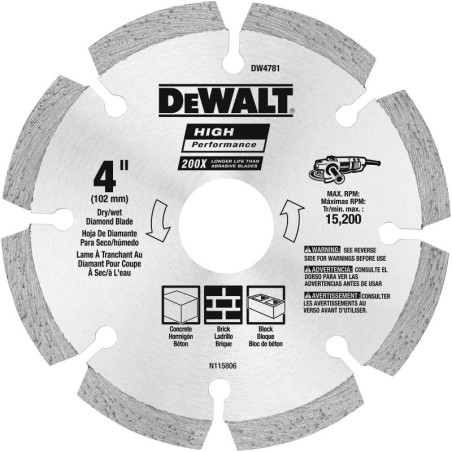 DW4781 DISCO CORTE SEGMENTADO DIAMANTE 4" HP CONCRETO