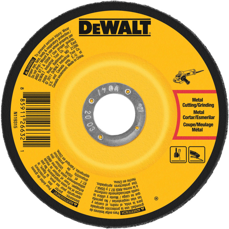 DWA4500 DISCO ABRASIVO 4"X1/4"X5/8" MOLIENDA PARA METAL DWA4500 DISCO ABRASIVO 4"X1/4"X5/8" MOLIENDA PARA METAL