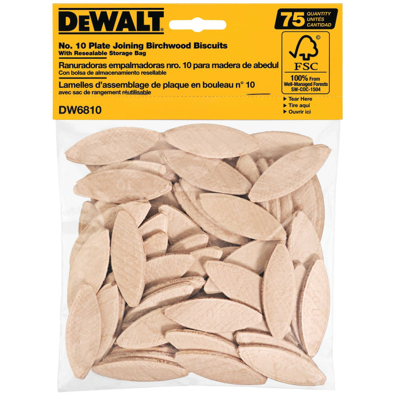 DW6810 GALLETAS PARA CARPINTERÍA #10 BOLSA CON 75PZ DW6810 GALLETAS PARA CARPINTERÍA #10 BOLSA CON 75PZ