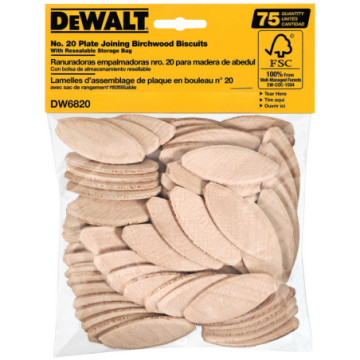 DW6820 GALLETAS PARA CARPINTERÍA #20 BOLSA CON 75PZ