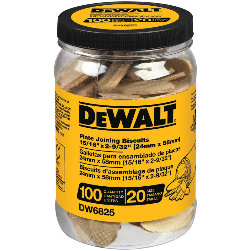 DW6825 GALLETAS PARA CARPINTERÍA #20 BOTE CON 100PZ