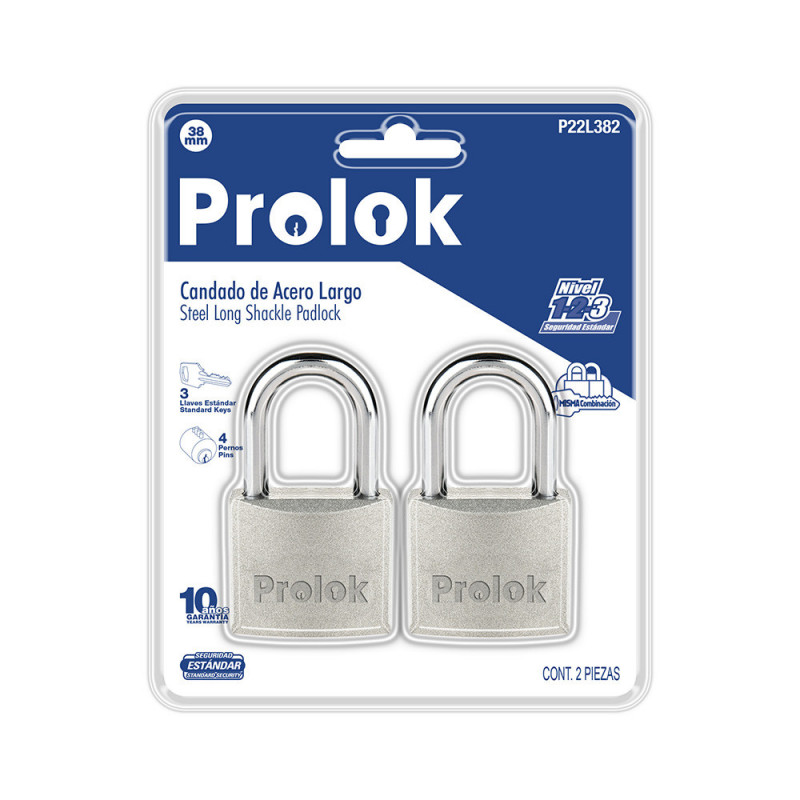 P22L382 LOCK Juego 2 candados acero largo 38mm LOCK | DIHERESA P22L382 LOCK Juego 2 candados acero largo 38mm LOCK | DIHERESA