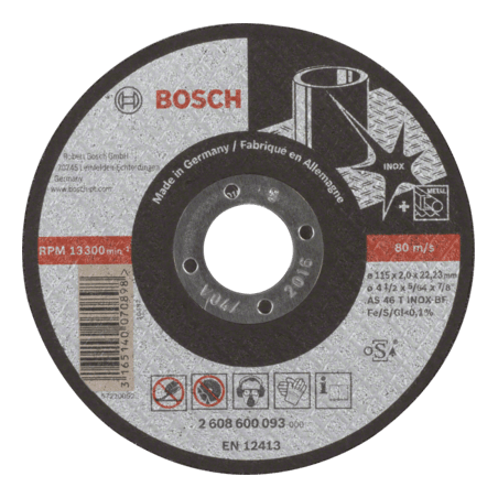 2608600093 DISCO ABR.  |  CORTE  |  EXPERT  |  INOX |  CTO RECTO  |  4-1/2"x5/64"  |  ULTRA DELGADO