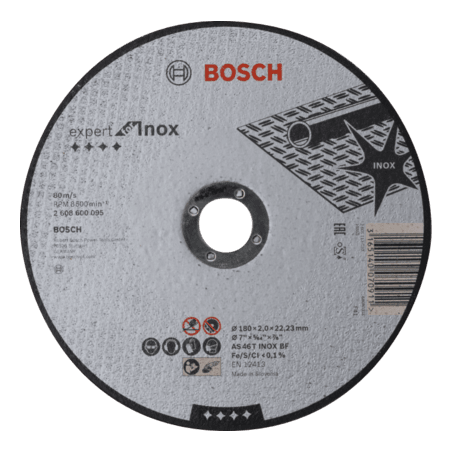 2608600095 DISCO ABR.  |  CORTE  |  EXPERT  |  INOX |  CTO RECTO  |  7"x5/64"