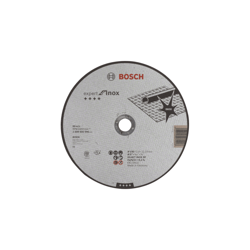 2608600096 DISCO ABR.  |  CORTE  |  EXPERT  |  INOX |  CTO RECTO  |  9"x5/64"