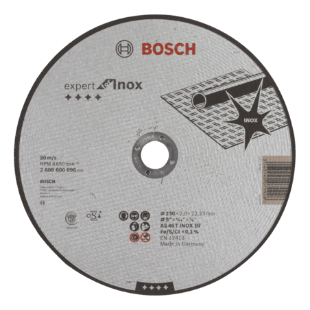 2608600096 DISCO ABR.  |  CORTE  |  EXPERT  |  INOX |  CTO RECTO  |  9"x5/64"