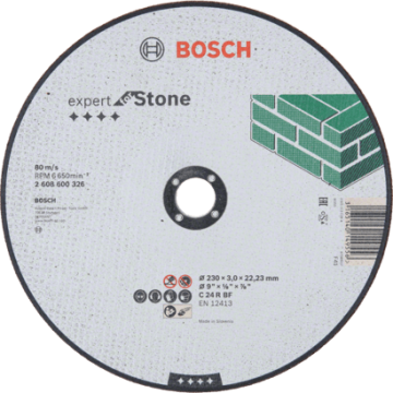 2608600326 DISCO ABR.  |  CORTE  |  EXPERT  |  PIEDRA  |  CTO RECTO  |  9"x1/8"