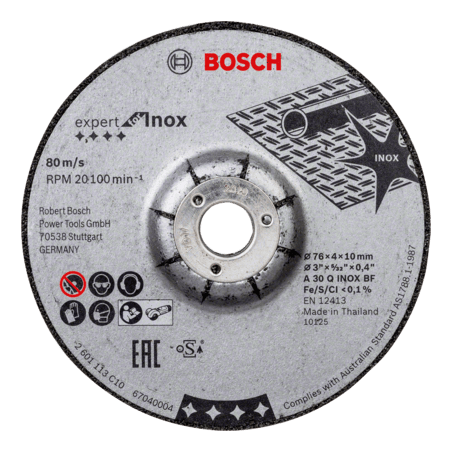 2608601705 DISCO ABR.  |  DESBASTE  |  EXPERT  |  INOX |  CTO DEPRIMIDO  |  3"x5/32"x0,4"  |  2pz