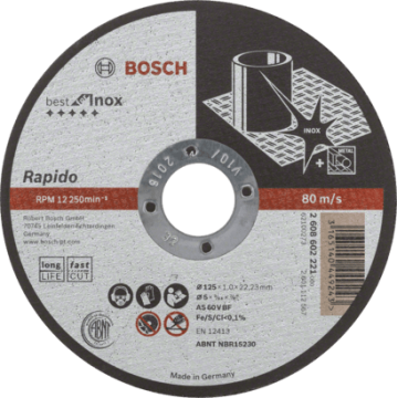 2608602221 DISCO ABR.  |  CORTE  |  EXPERT  |  INOX |  CTO RECTO  |  5"x3/64"  |  ULTRA DELGADO