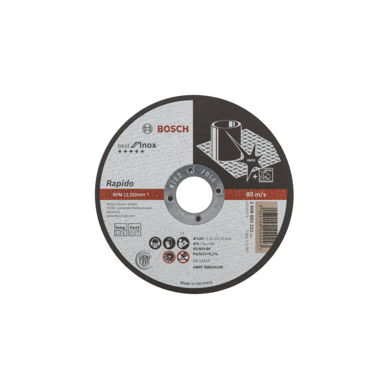 2608602221 DISCO ABR. | CORTE | EXPERT | INOX | CTO RECTO | 5"x3/64" | ULTRA DELGADO 2608602221 DISCO ABR. | CORTE | EXPERT | INOX | CTO RECTO | 5"x3/64" | ULTRA DELGADO