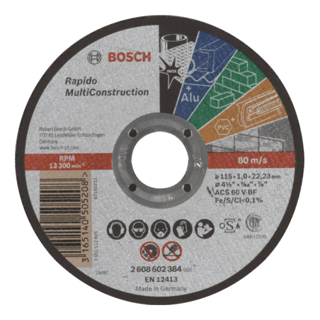 2608602384 DISCO ABR.  |  CORTE  |  EXPERT  |  MULTICONSTRUCCION  |  CTO RECTO  |  4-1/2"x3/64"  |  ULTRA DELGADO