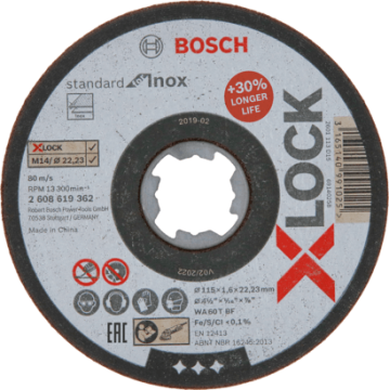 2608619362 DISCO ABR.  |  CORTE  |  STANDARD  |  METAL  |  X-LOCK  |  CTO RECTO  |  4-1/2"x1/16"  |  ULTRA DELGADO