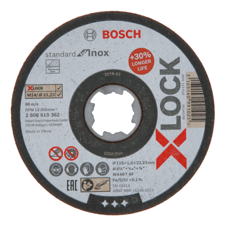 2608619362 DISCO ABR.  |  CORTE  |  STANDARD  |  METAL  |  X-LOCK  |  CTO RECTO  |  4-1/2"x1/16"  |  ULTRA DELGADO