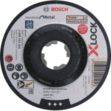 2608619365 DISCO ABR.  |  DESBASTE  |  STANDARD  |  METAL  |  X-LOCK  |  CTO DEPRIMIDO  |  4-1/2"x1/4"