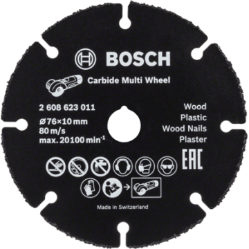 2608623011 DISCO DE AMOLADORA | MADERA | CARBURO | MULTIWHEEL | 3" x 10mm