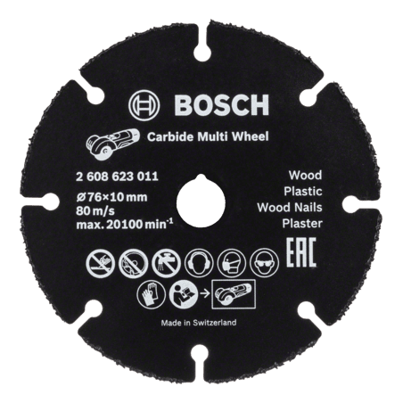 2608623011 DISCO DE AMOLADORA | MADERA | CARBURO | MULTIWHEEL | 3" x 10mm