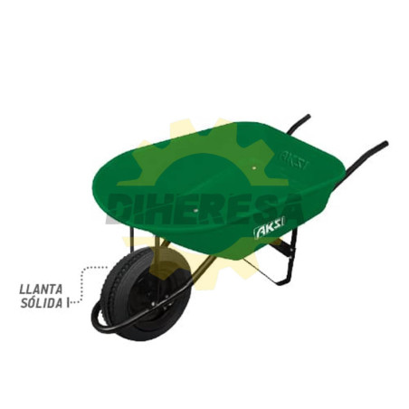 Carretilla De 6.0 Ft3 (Verde) (100 Lts)  Bastidor Metalico, Llanta Sã³Lida
