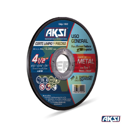 Disco Corte De Metal 4 1/2"" X 1mm, Tipo 1 - Uso General