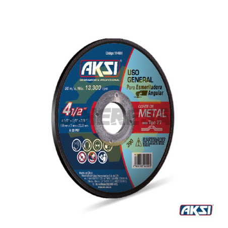 Disco Corte De Metal 4 1/2"" X 3mm, Tipo 27 - Uso General