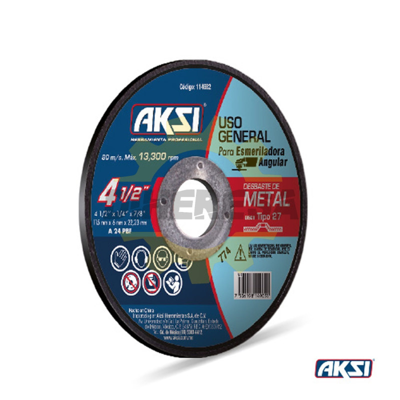 Disco Desbaste De Metal 4 1/2"" X 6mm, Tipo 27 - Uso General Disco Desbaste De Metal 4 1/2"" X 6mm, Tipo 27 - Uso General