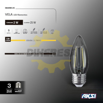 115534 Foco Led Filamentos Vela 2w Luz Calida E27, Blister