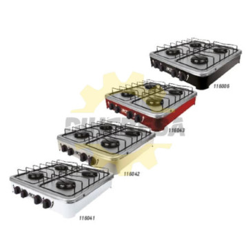 116006 Estufa De Mesa 4 Quemadores Negro Con Acero Inox