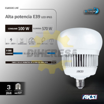 116405 Foco Led Alta Potencia 100w Ip65 Luz Blanca E39