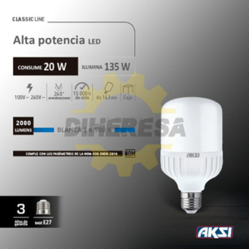 116421 Foco Led Alta Potencia 20w Tipo T Luz Blanca E27