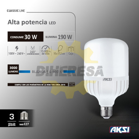 Foco Led Alta Potencia 30w Tipo T Luz Blanca E27
