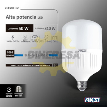 116424 Foco Led Alta Potencia 50w Tipo T Luz Blanca E27