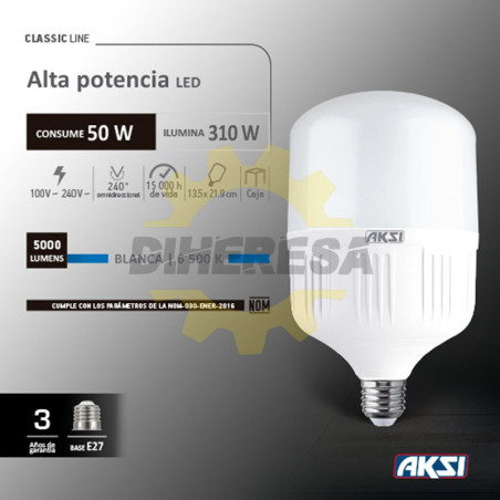 Foco Led Alta Potencia 50w Tipo T Luz Blanca E27