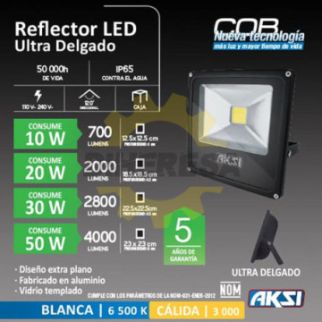 116502 Reflector De Led 10w Cob - Luz Calida 3000k